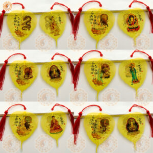 Lá Bồ Đề 2 Mặt 12 Con Giáp + Phật Bản Mệnh Nhũ Kim Tuyến (VIP)