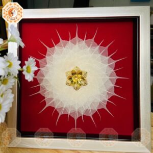 Tranh Lá Bồ Đề Tâm Sen Mạ Vàng (30x30cm)