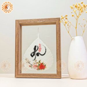 Tranh Lá Bồ Đề Chữ An - Sức Khỏe Bình An Để Bàn