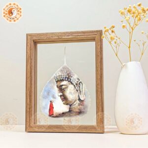 Tranh Lá Bồ Đề In Hình Phật Thích Ca Để Bàn