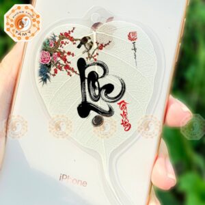 Lá Bồ Đề Thư Pháp Chữ Lộc Tài Vô Tận