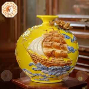 Bình Hút Tài lộc Đắp Nổi Thuận Buồm Xuôi Gió 30cm