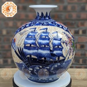 Bình Hút Tài Lộc Thuận Buồm Xuôi Gió Men Màu (Mẫu 1)