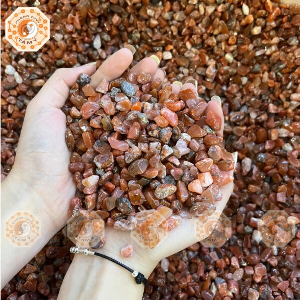 Đá Vụn Mã Não Đỏ Mài Bóng