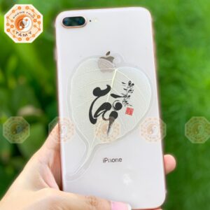 Lá Bồ Đề Chữ Tài Thư Pháp Màu Trắng