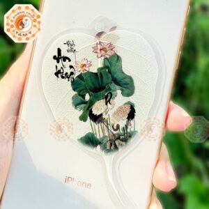 Lá Bồ Đề Thư Pháp Chữ An Khang Thịnh Vượng ( Hồng Hạc )