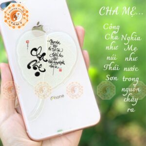 Lá Bồ Đề Thư Pháp Chữ Cha Mẹ 1