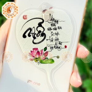Lá Bồ Đề Thư Pháp Chữ Nhẫn Hoa Sen