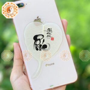 Lá Bồ Đề Thư Pháp Chữ Phúc Màu Trắng