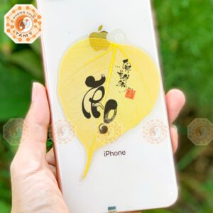 Lá Bồ Đề Thư Pháp Chữ Thọ Màu Vàng