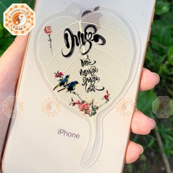 Lá Bồ Đề Thư Pháp Chữ Duyên Hoa Đỗ Quyên